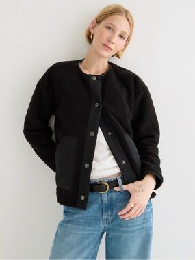 J.Crew Teddy Sherpa Lady Jacket, Black, M